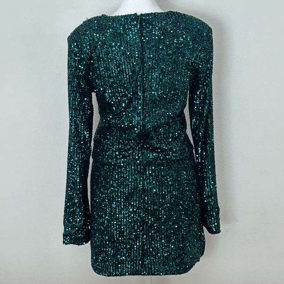 Lioness Make Your Move Mini Dress In Emerald Green Sequin, size Large - Picture 2 of 10